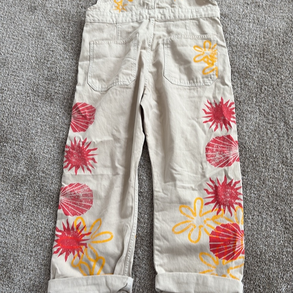 We The Free Beige Overalls with Red Sunburst printed stamps - Picture 11 of 11